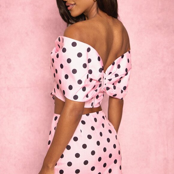 Pretty Little Thing Polka Dot Skirt Set NWT - Picture 7 of 9